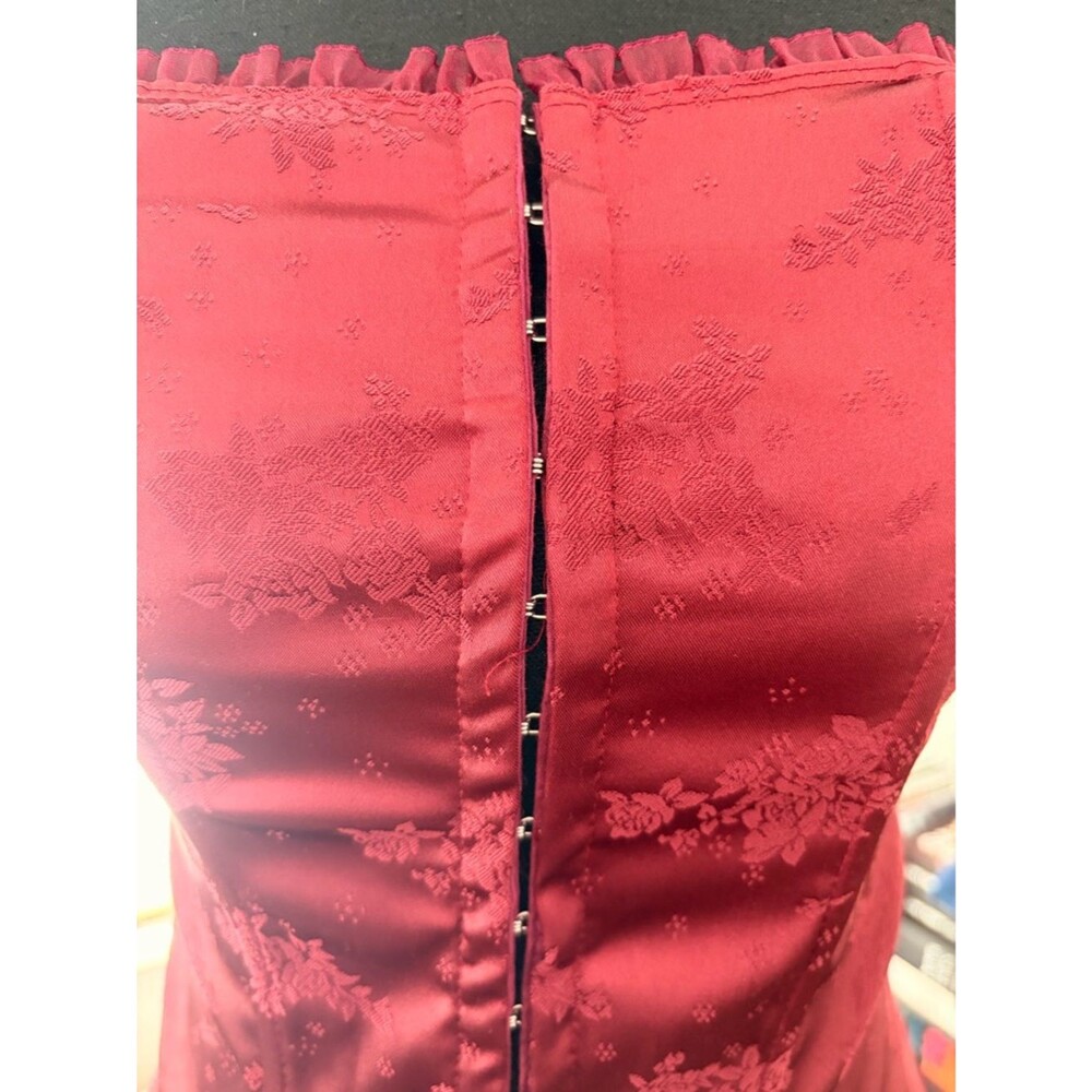 Jump Burgundy Satin Brocade Strapless Corset - Picture 4 of 5